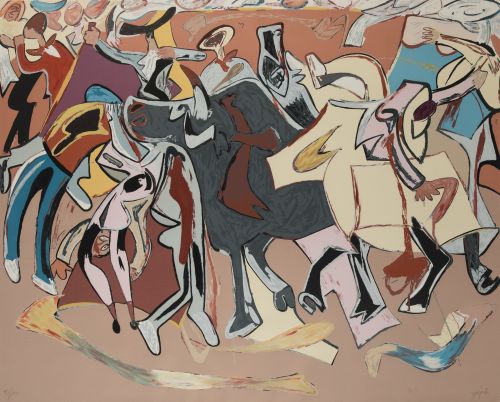 JUAN BARJOLA, "Tauromaquia", Serigrafía sobre papel 