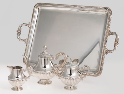 Juego de café individual de plata española, ley 925, S. XX