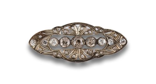 ALFILER ANTIGUO DE PLATINO CON DIAMANTES 