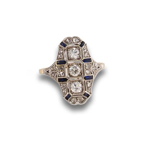 SORTIJA LANZADERA ESTILO ART DECO CON DIAMANTES