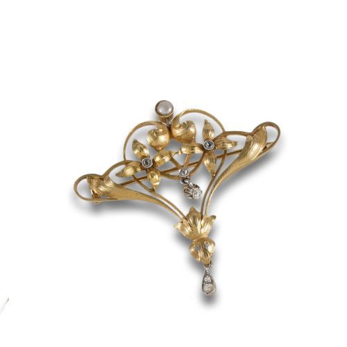 ALFILER MODERNISTA DE ORO Y DIAMANTES