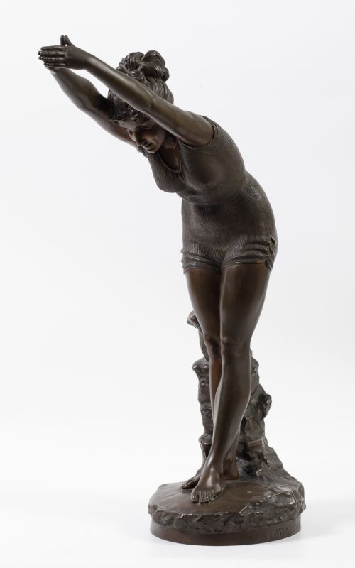 ODOARDO TABACCHI, "The diver", Escultura de bronce patinado