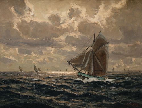 ERICH MERCKER, "Marina", Óleo sobre lienzo