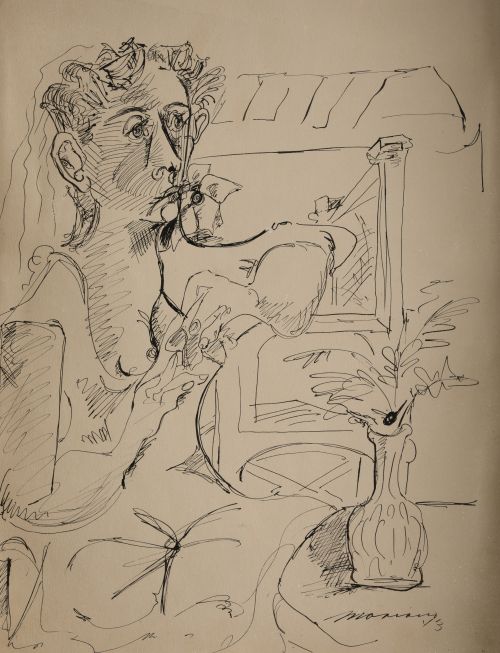 MARIANO RODRÍGUEZ, "Mujer en interior", 1943, Tintas sobre 