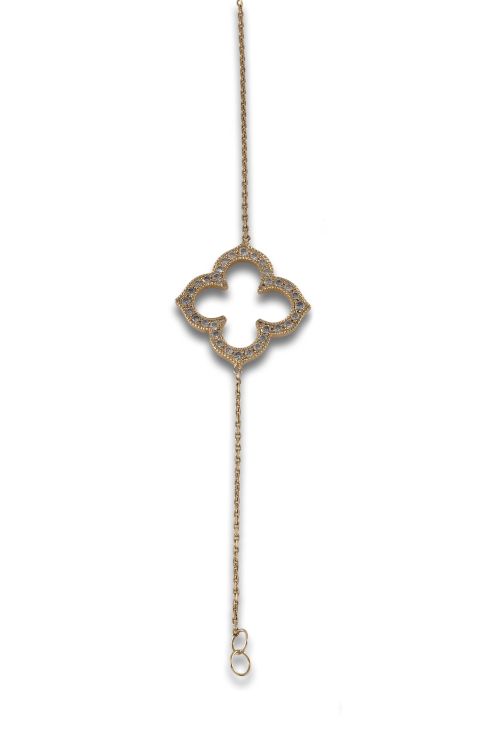PULSERA TREBOL DE ORO Y DIAMANTES.