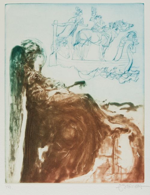 OSCAR  ESTRUGA, "Sin título", Aguatinta y punta seca