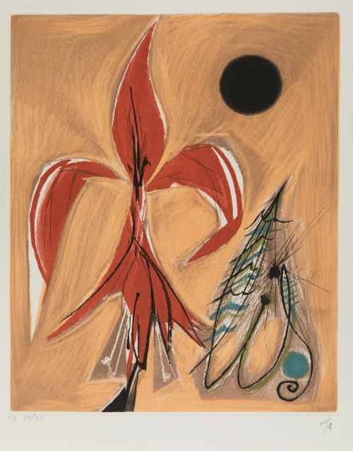 ÁLVARO DELGADO, "Flor de lis", Aguatinta y punta seca