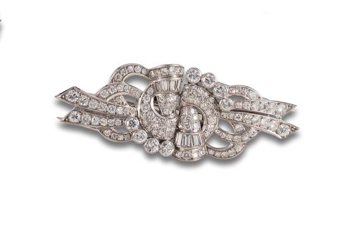 BROCHE DOBLE CLIP DESMONTABLE DE ORO Y DIAMANTES