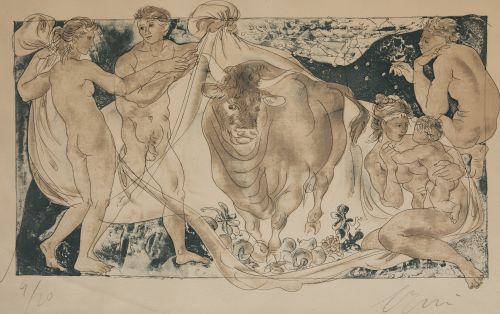 HANS ERNI, "La famillie", Litografía sobre papel