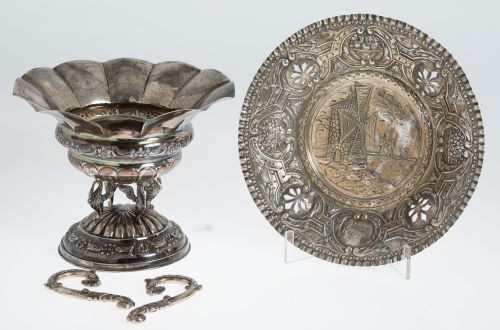 Centro plata en forma de copa gallonada de plata española l