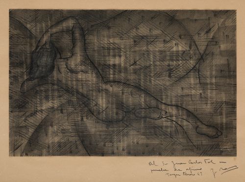 JULIO RAMIS PALOU, "Densudo femenino”, 1949, Dibujo en ti