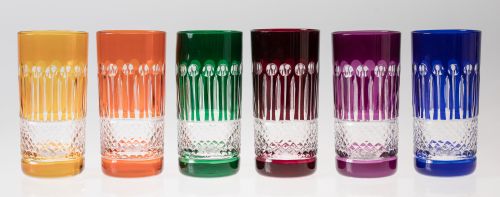 Juego de seis vasos de cristal de Bohemia, S. XX