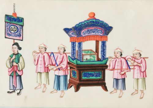 Dos álbumes de papeles de arroz representando diferentes es