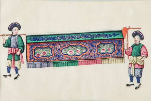 Dos álbumes de papeles de arroz representando diferentes es