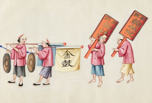 Dos álbumes de papeles de arroz representando diferentes es