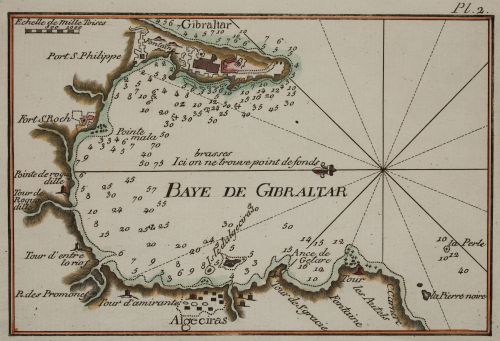 JOSEPH ROUX, "Gibraltar. Carta Náutica de la Bahía de Algec