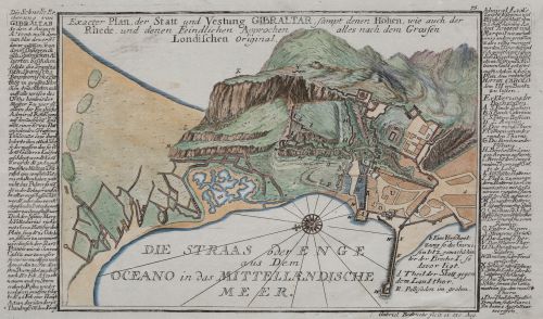 GABRIEL BODENEHR, "Gibraltar. Asedio de 1704", Grabado al c