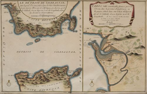 NICOLAS DE FER, "Planos a vista de pájaro del Estrecho de G