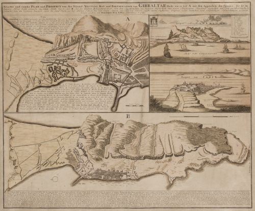 HEREDEROS DE J.B. HOMANN, "Gibraltar", Grabado al cobre