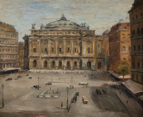 J. MOLINA BORGES, "Plaza de la Ópera de París", Óleo sobre 