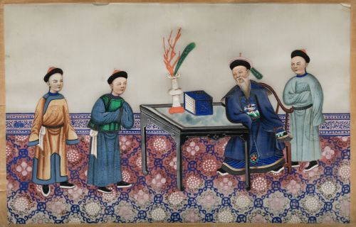 Cuatro escenas de papel de arroz, Cantón, S. XIX