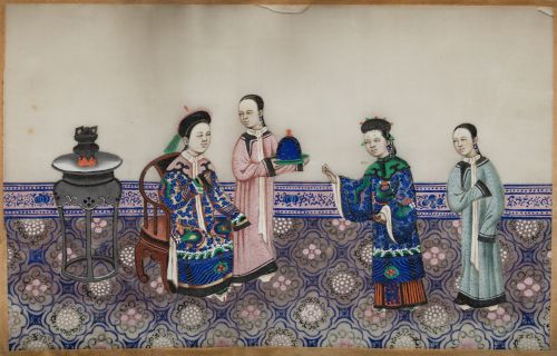 Cuatro escenas de papel de arroz, Cantón, S. XIX