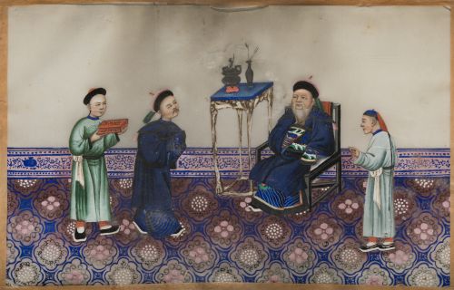 Cuatro escenas de papel de arroz, Cantón, S. XIX