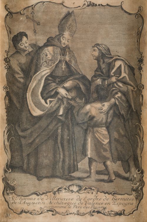ESCUELA FRANCESA, "Santo Tomás de Villanueva dando limosna"