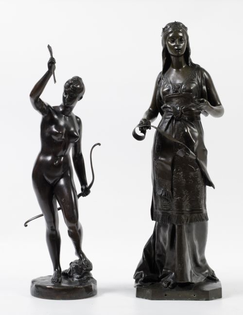 "Diana cazadora", escultura de bronce patinado según un mod