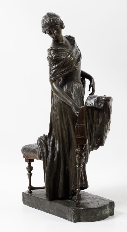 SAVIERO SORTINI, "Dama tocando el piano", Escultura de bron