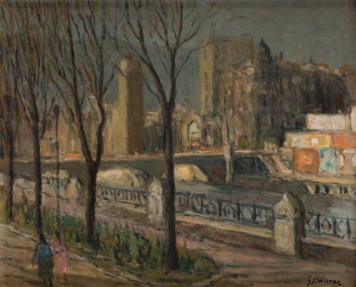 CARMELO GARCÍA BARRENA, "Paseo del Arenal", Óleo sobre lien