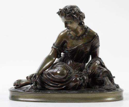 ESCUELA FRANCESA, "Ninfa", Escultura de bronce patinado