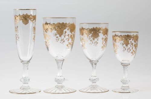 Cristalería Saint Louis de filo dorado, Francia, S. XX