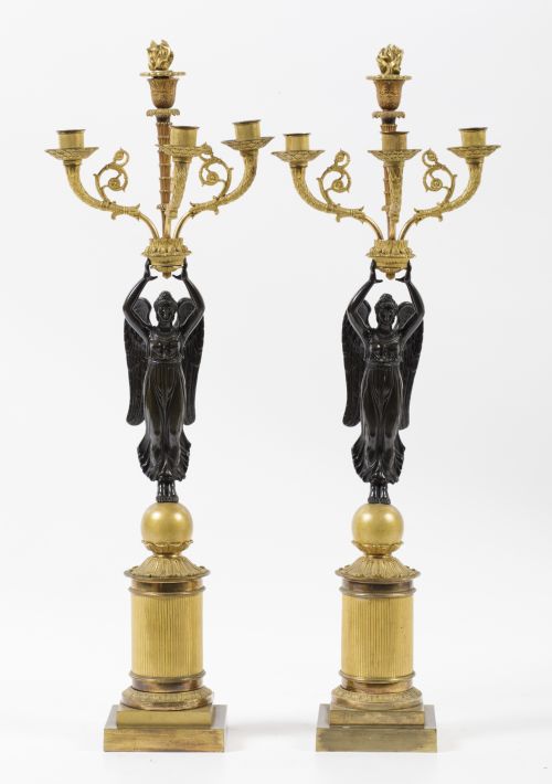 Pareja de candelabros de estilo imperio, S. XX