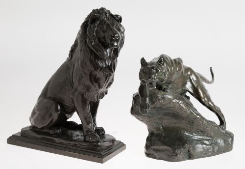 "León", escultura de bronce patinado, S.XX