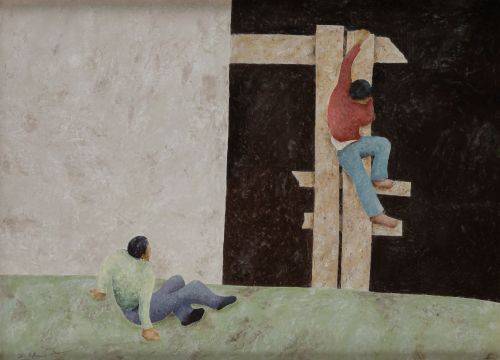 DIONISIO BLANCO ORTEGA, "Sin título", Encaustica sobre tabla