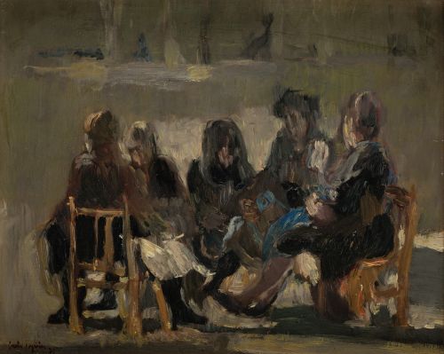 IGNACIO GARCÍA ERGÜIN, "Mujeres de charla", 1973, Óleo sobr
