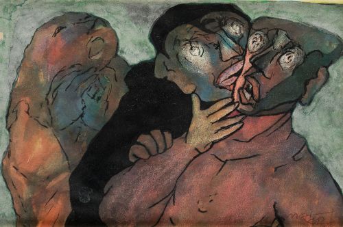 FRANCISCO MATEOS GONZÁLEZ, "Personajes grotescos", 1968, Té