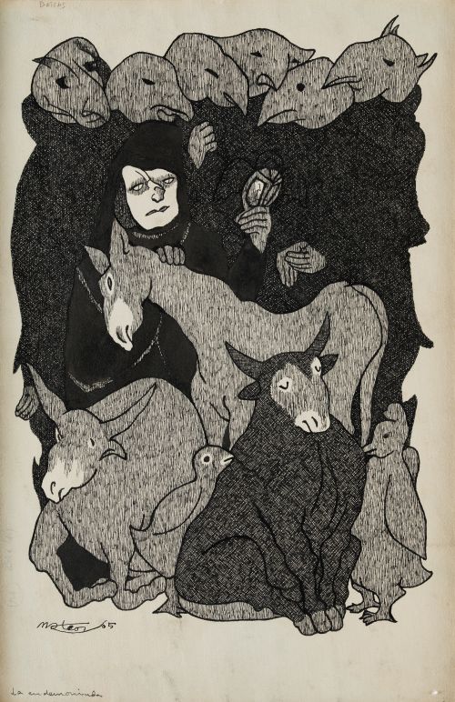 FRANCISCO MATEOS GONZÁLEZ, "Personajes grotescos", 1968, Té