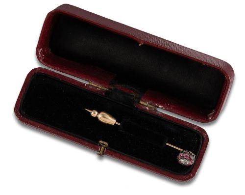 ALFILER ANTIGUO DE ORO Y DIAMANTES