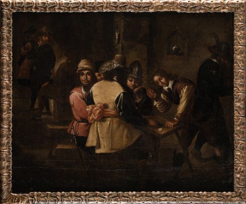 ESCUELA FLAMENCA, "Escena de taberna con jugadores de carta