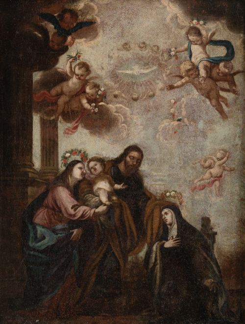 ESCUELA MADRILEÑA, "Visión de santa Teresa de Jesús", Óleo 