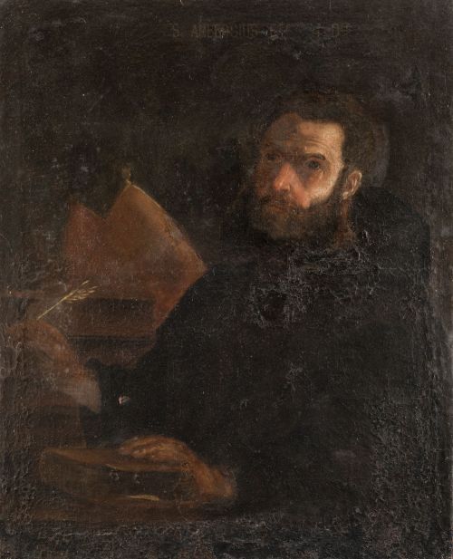 SEGUIDOR DE MATTIA PRETI, "San Ambrosio", Óleo sobre lienzo