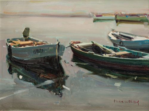 EUSTAQUIO SEGRELLES, "Detalle del puerto de Nápoles", Óleo 