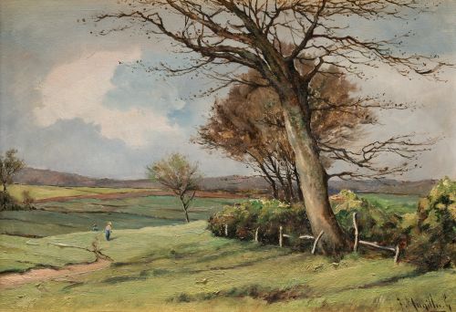 FÉLIX MUNILLA, "Paisaje", Óleo sobre tabla