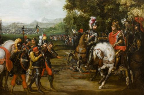 JUAN DE LA CORTE, "Batalla de Mülhberg", Óleo sobre lienzo.