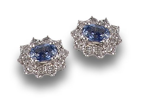PENDIENTES ROSETA CON ZAFIROS Y BRILLANTES