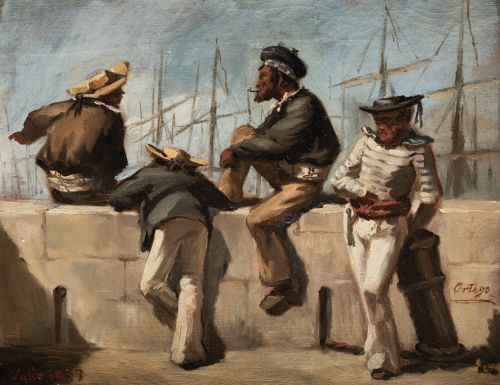 FRANCISCO JAVIER ORTEGO Y VEREDA, "Pescadores en un puerto"