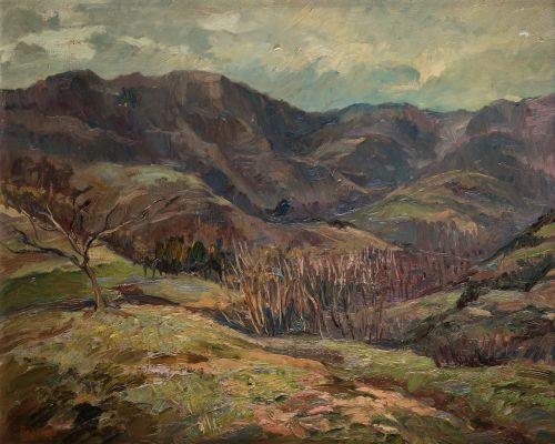 JESUS BASIANO MARTINEZ PEREZ, "Paisaje de montaña", Óleo so