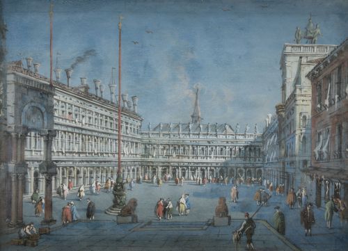 GIACOMO GUARDI, "Pórticos en la plaza de San Marcos", Gouac